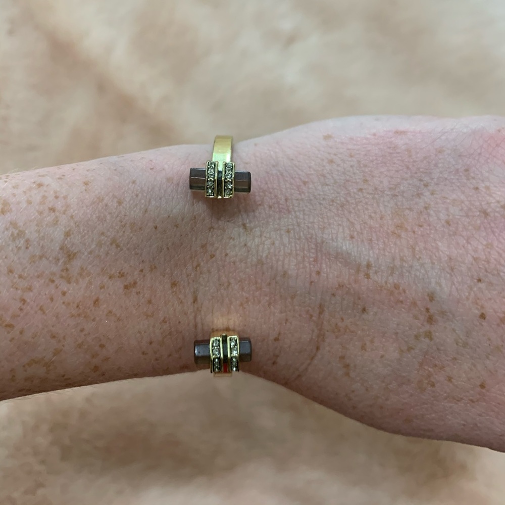 Cuff Bracelet with Dark Gray Stones